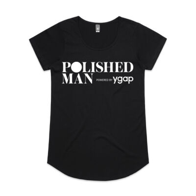 Polished Man Womens Scoop Neck Shirt - White Logo Thumbnail